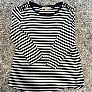 MK Women's Black and White Striped Top